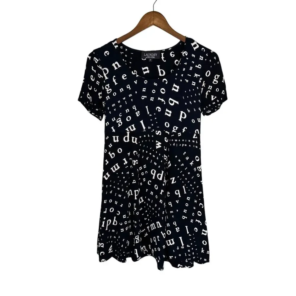 Laundry by Shelli Segal Vintage Black & White Alphabet Mini Dress - Picture 8 of 11